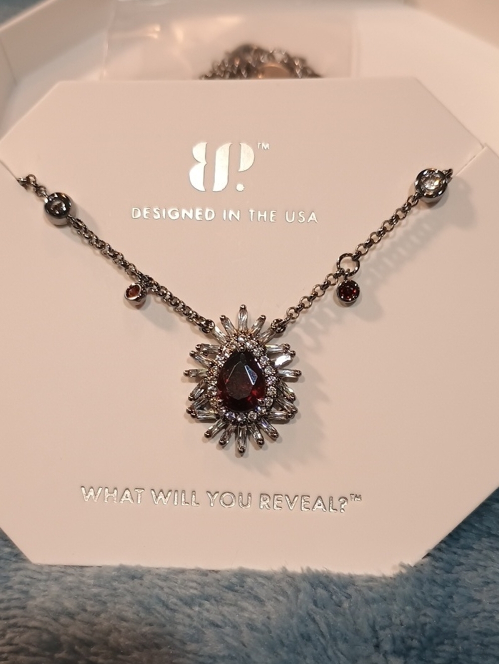 Bp Sparkling Garnet Teardrop Pendant Necklace - Designed in the USA